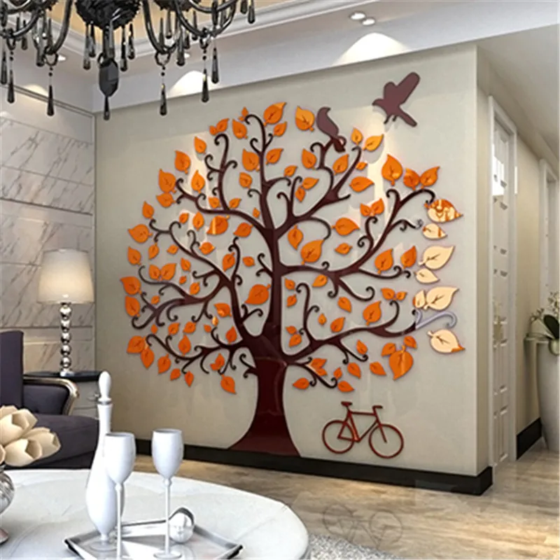 

Acrylic 3D crystal stereo wall stickers living room bedroom sofa TV background wall decoration home decoration orange tree