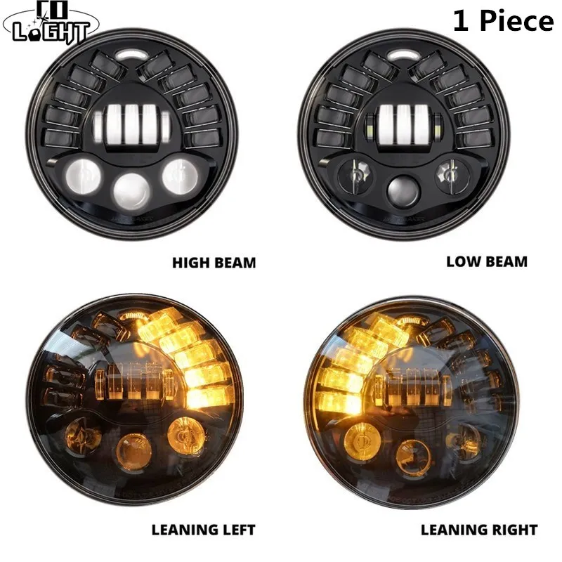 

CO LIGHT DOT 7 Inch LED Headlights 70W Angle Eyes 7" Hi/Low For Lada 4x4 Urban Niva Land Rover Defender Hummer 12V 24V Auto DRL