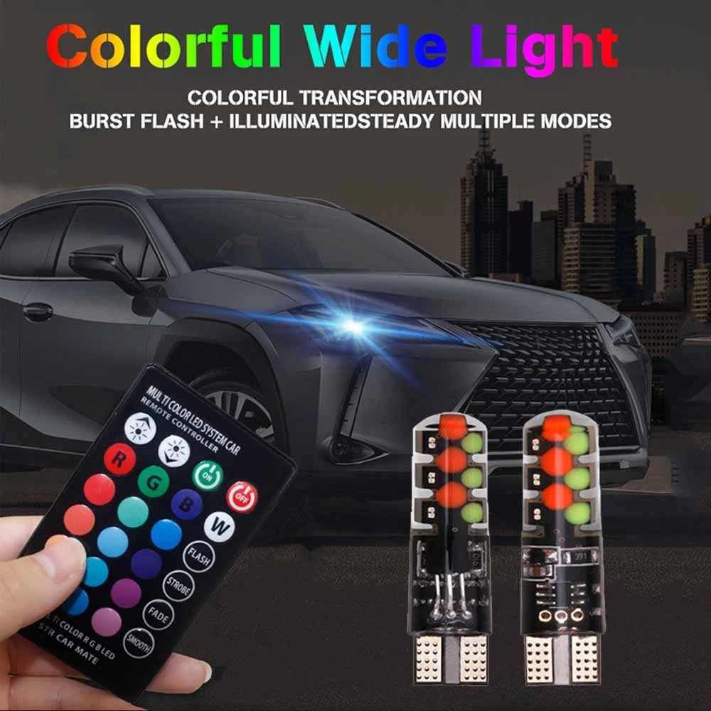 

New Arrival T10 RGB COB Width Lamp Clearance Lights Colorful Flashing LED Light 12V 12SMD With Remove Control