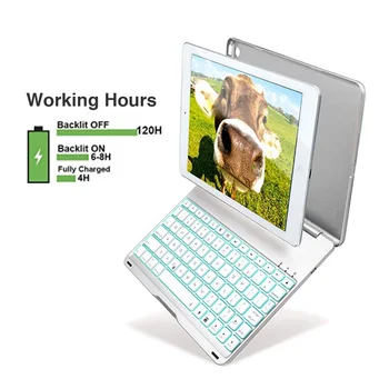 

Tablet Case with LED Backlight Bluetooth Keyboard for iPad Pro 9.7 360 Degree Rotation iPad Air 2 Aluminum Protective Cover