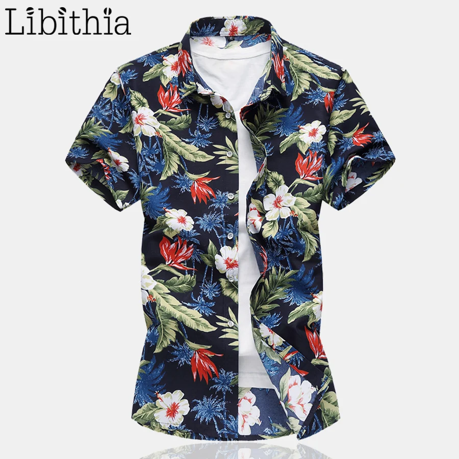 

Men's Floral Print Dress Shirts Short Sleeve Summer 2019 New Arrival Shirt Fashion Flowers Big Size M-7XL Clothes Male A45