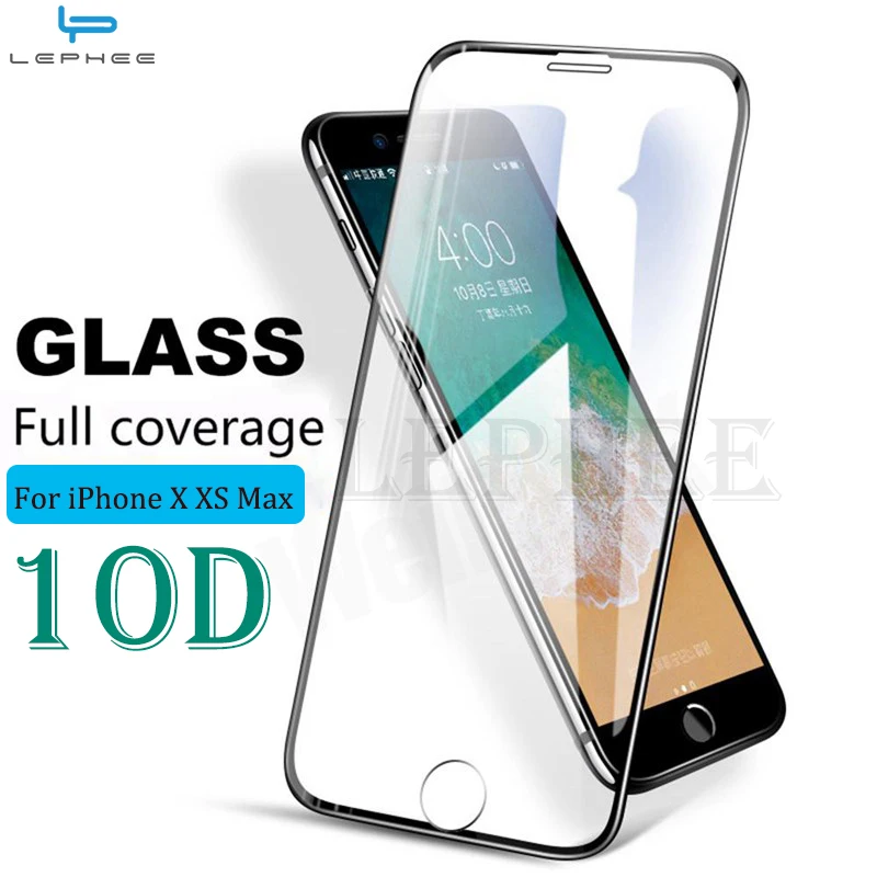 

10D Tempered Glass on the For iPhone X Max XS Max XR 7 8 Plus Screen Protector Full Cover Protective Glass For iPhone 6 6S Film