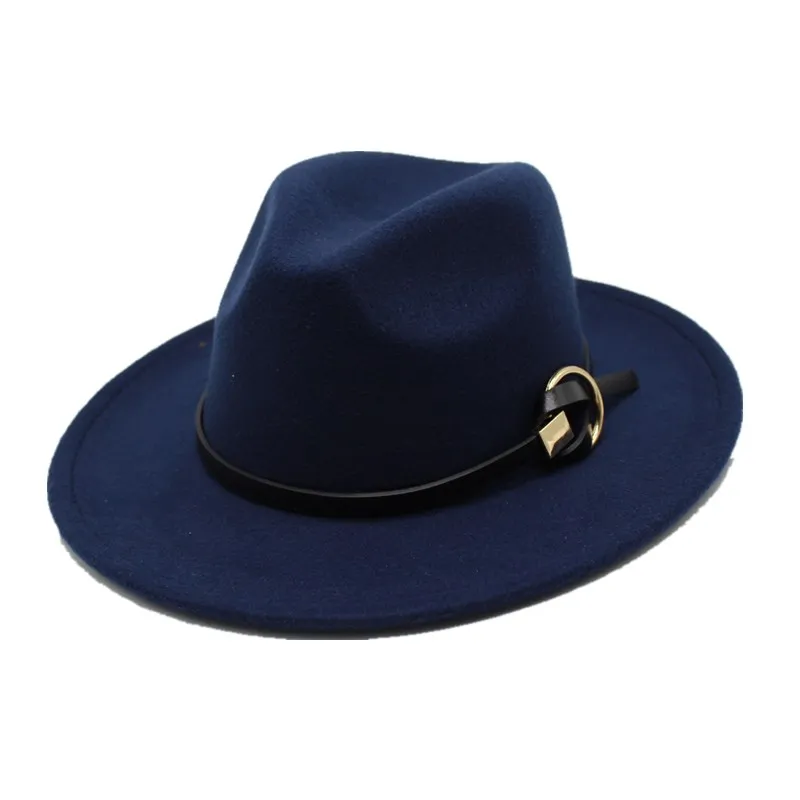 OZyc Fedoras шапки для мужчин и женщин фетр металлический пояс Трилби шляпы с широкими полями Регулируемая фетровая шляпа в стиле джаз шляпа шапки Дамы chapeu Femme