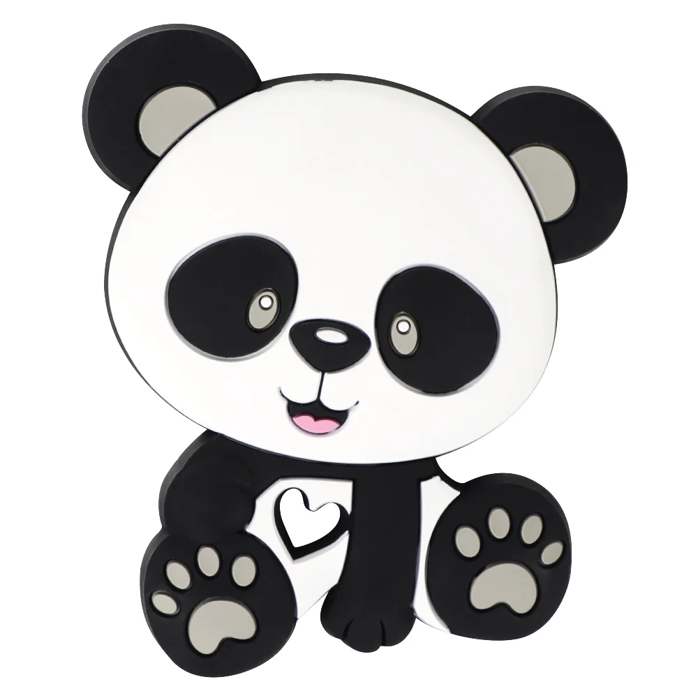 TYRY. HU 1 шт. Силиконовые Прорезыватели в форме панды из мультфильма, Детские Прорезыватели для зубов, бусины, сделай сам, пустышка, цепочка, ожерелья для детских товаров - Цвет: Gray