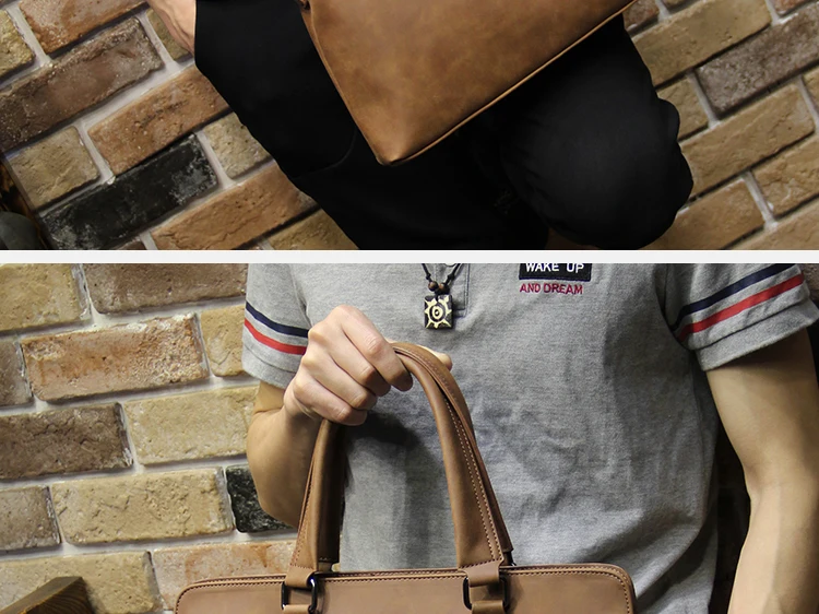 Винтаж для мужчин сумка корейский модная кожа Crazy Horse кожа сумка для ноутбука безупречное качество Бизнес Портфели