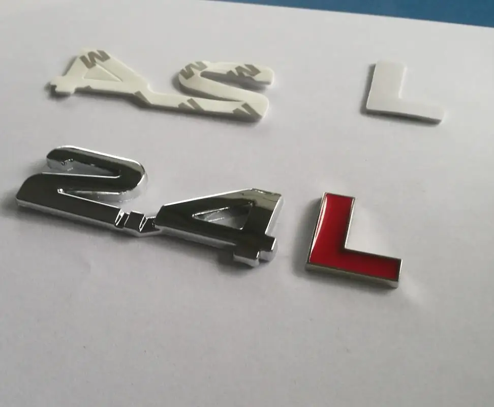 JX-LCLYL Metal 2.4L Letters Car Turbo Engine Rear Trunk Emblem Badge Decal Sticker
