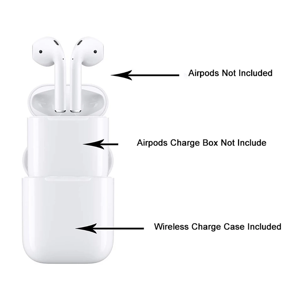 Чехол для беспроводной зарядки для Airpods QI standard Airpods, чехол для беспроводного зарядного устройства, совместимый с любым беспроводным зарядным устройством