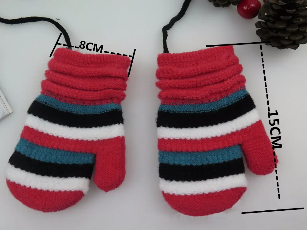 GLV907 4 9 years children s winter font b gloves b font Imitation cashmere striped Double