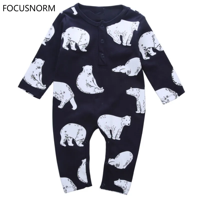 

FOCUSNORM Newborn Infant Spring Winter Kids Baby Boy Girls Bear Romper Jumpsuit Cotton O Neck Clothes Outfit