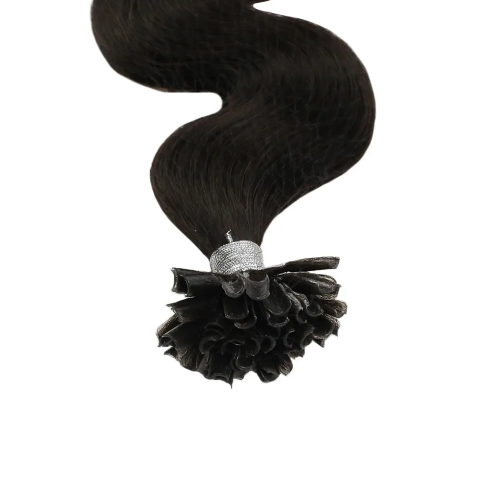 Moresoo объемная волна для ногтей/u-кончик кератин Реми настоящие волосы для наращивания волос цвет#2 темный коричневый наращивание волос 1 г/1 s 50 г