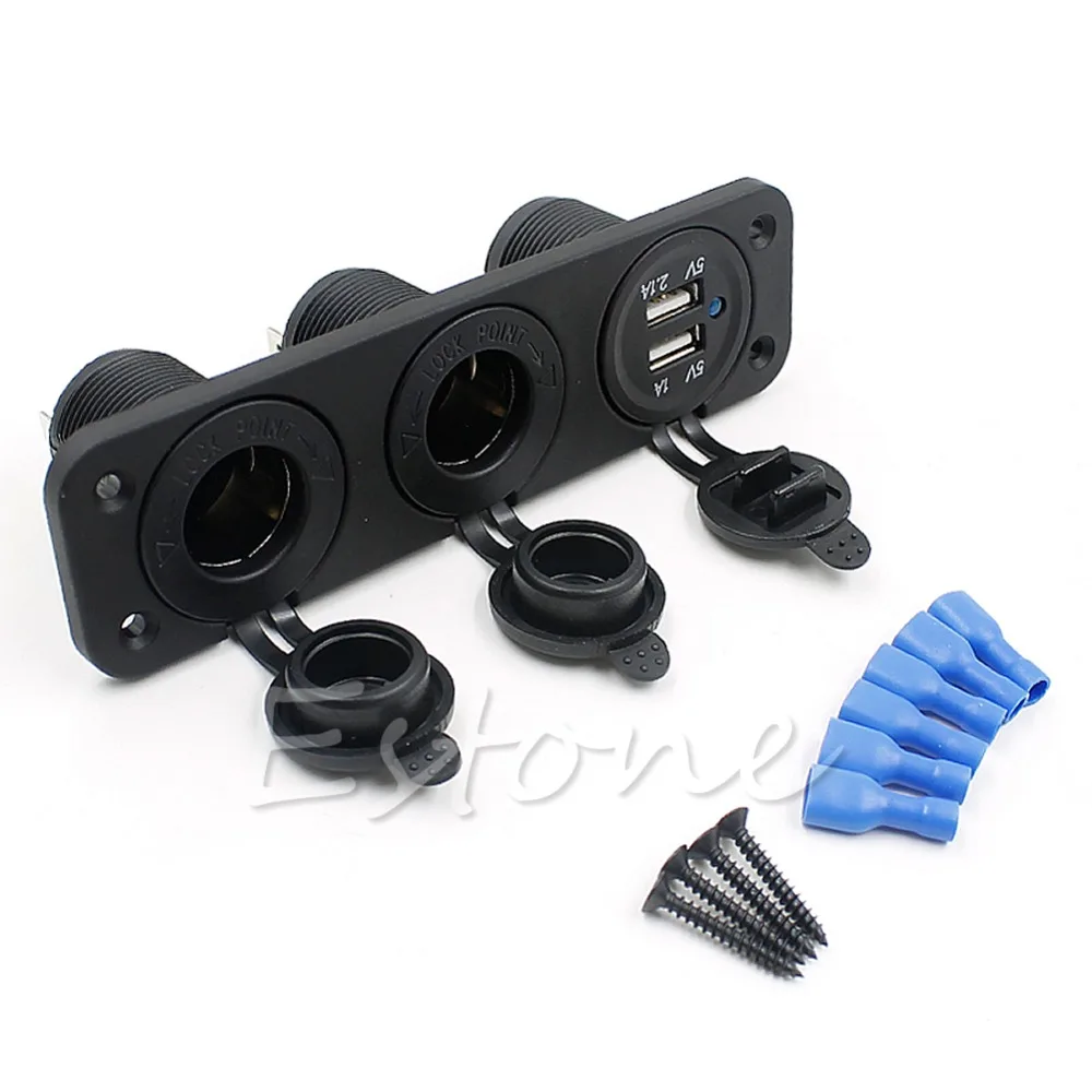 

Newest Arrive DC 12V/24V 3 Port Car Charger Socket Splitter Cigarette Lighter Adapter USB Plug Drop Ship