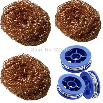 

Free Shipping 3pcs Solder Wire +3pcs High quality Hakko Soldering Solder Iron Tip Cleaner Cleaning Wire Sponge Balls