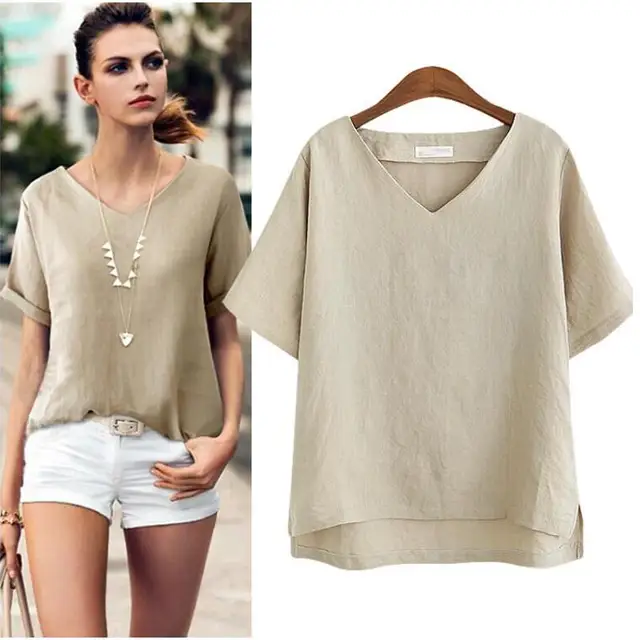 Corta Lino Algodón Verano Manga Blusa Camisa De Casual XZPikuO