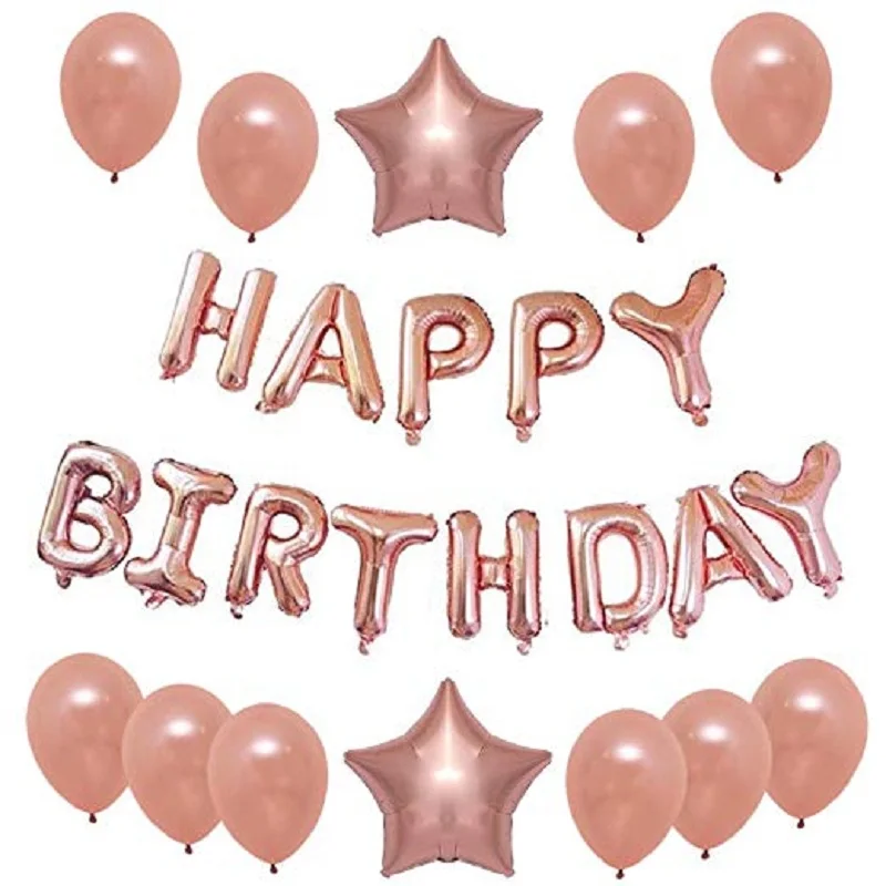

16inch Rose Gold Happy Birthday Balloons and rose gold Decorations Party Supplies and Rose Gold wedding Decorations