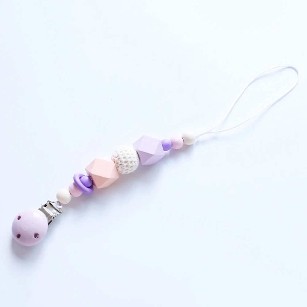 Popular Cute Baby Silicone Teething Dummy Pacifier Clip Bead Infant Soother Nipple Strap Chain