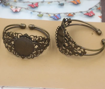 

5pcs 25mm lace pad filigree bracelet accessories for diy glass bottle findings bronze plated