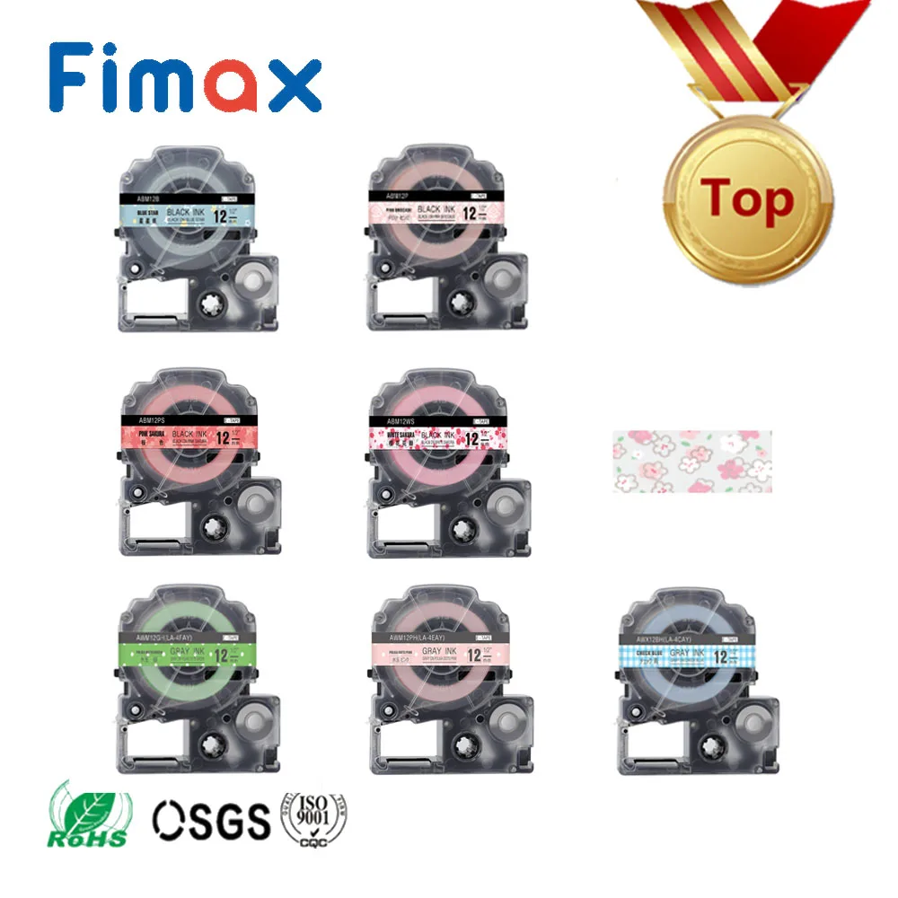 

Fimax 8 pcs SS12KW LC-4WBN Lovely Pattern Tapes 12mm for Epson/King Jim Printer Label Tape Ribbons for LW-300 LW-400 LC-3WB