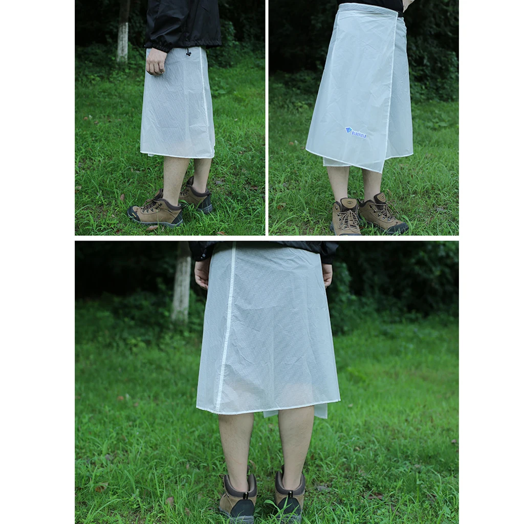1 Pcs Rainwear Poncho Rain Cover Apron Pants Waterproof Skirt with Carry Pouch Adjust Waist 60-100cm Blue White