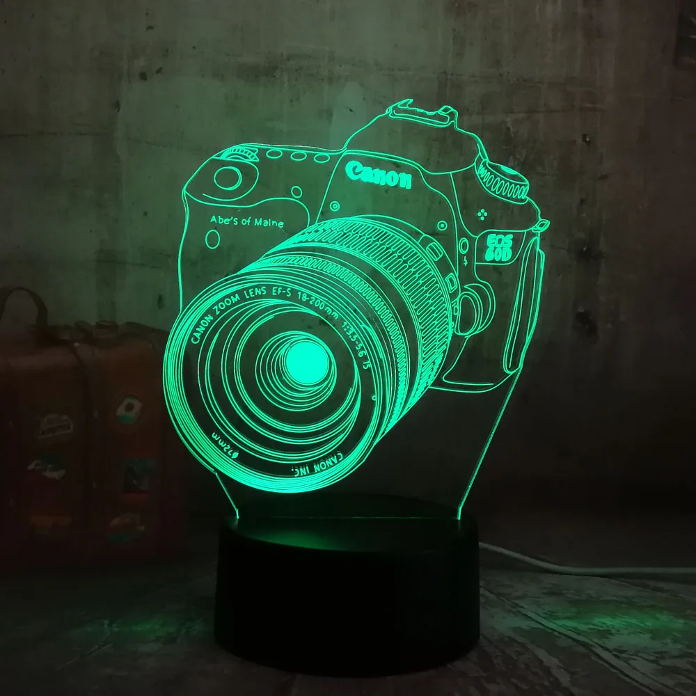 Lustre Cool 3D Camera USB LED Lamp Decoration Home Kids Sleep 7 Color Change Night Light Illusion Bedroom Table Desk Lamp Gift
