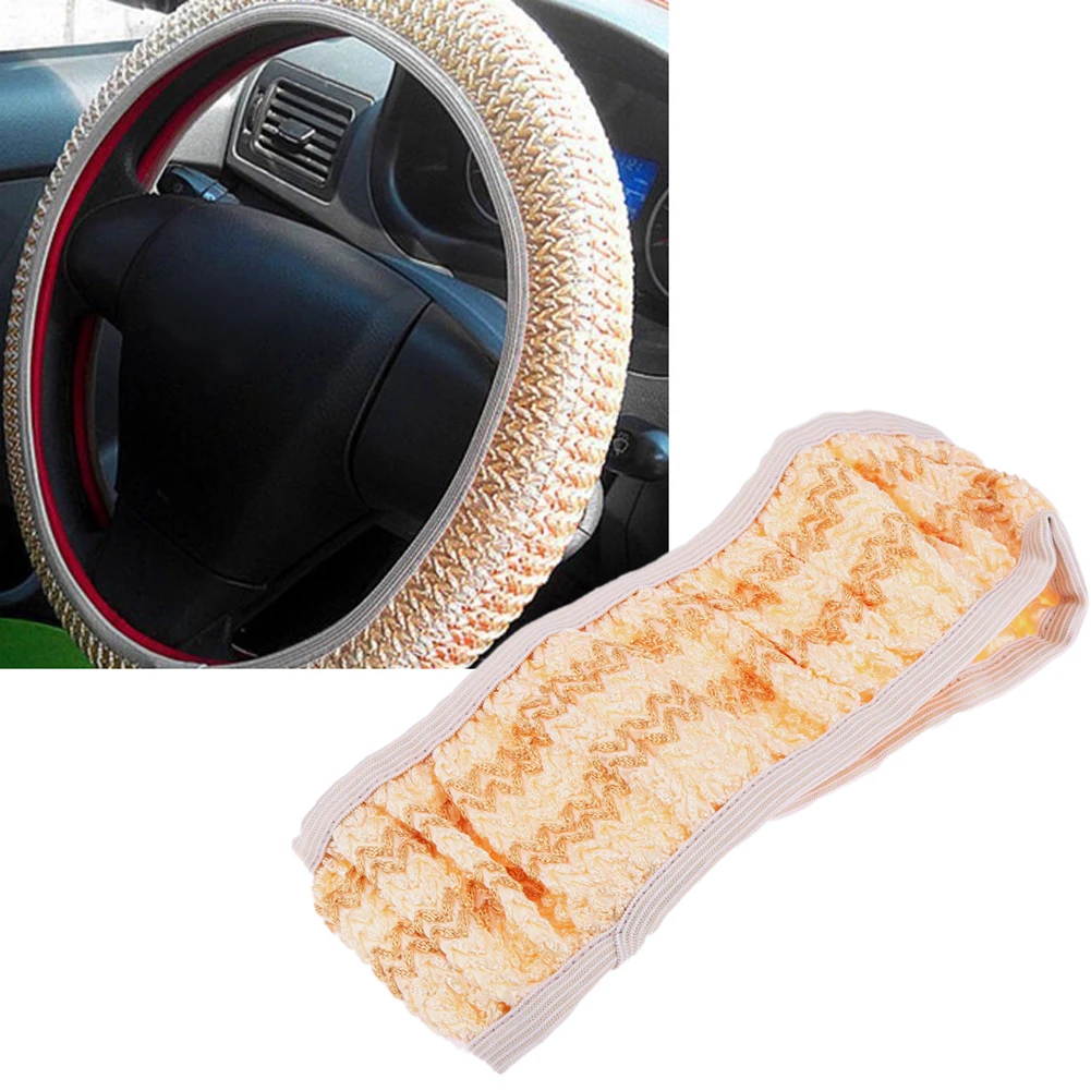 38CM DIY Car Steering Wheel Cover Summer Helper Cool Black Beige Grey