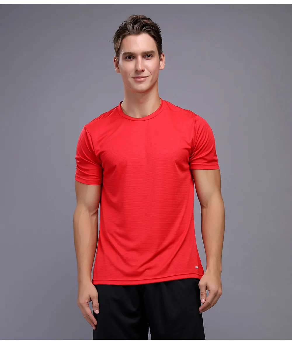 Модная Однотонная футболка мужская компрессионная футболка с коротким рукавом облегающее обучение Мужская футболка для бега быстросохнущие спортивные топы