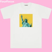 Harajuku/винтажная Повседневная хлопковая футболка с короткими рукавами и принтом «богиня Виктории», с принтом «пистолет», YQ-643