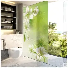 Refreshing lily window sticker balcony sill bedroom light transparent opaque bathroom living room bathroom glass film-29