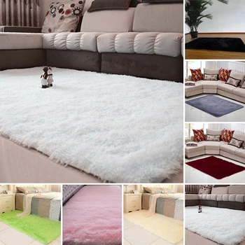 

Fluffy Plush Rug Anti-Skid Shaggy Area Rug Living Dining Kids Room Home Bedroom Carpet Floor Mat Home Garden Supplies 80x120cm