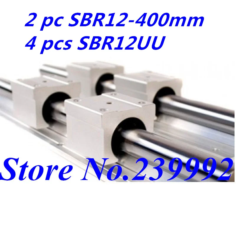 4Pcs SBR12UU Bearing Block Linear Slide Rail Shaft with Blocks,2Pcs SBR12-400mm 12mm Linear Slide Rail Shaft 