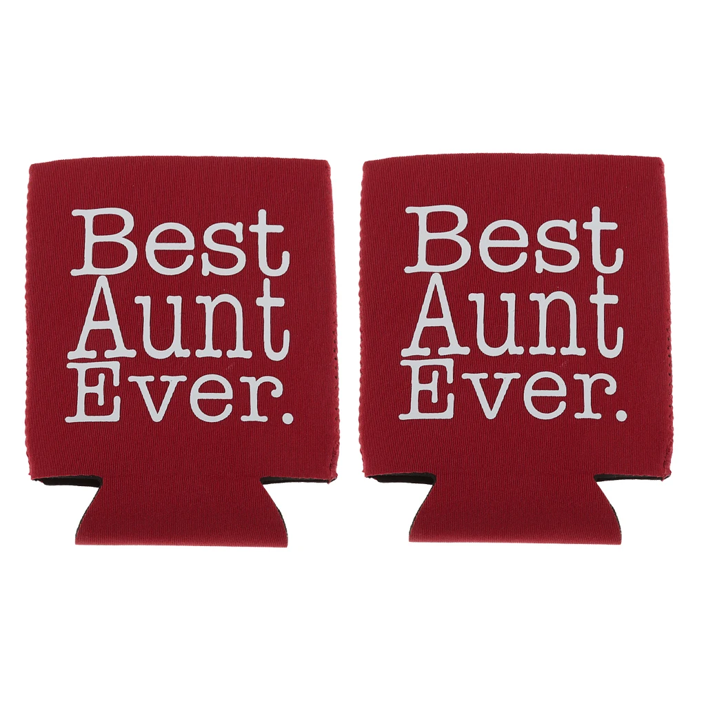 

2 Pieces Funny BEST AUNT EVER Red Beer Soda Can Cooler Holder Gift