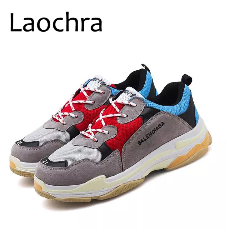 

LAOCHRA Big Size 45 46 Air Mesh Dad Shoes Fashion Sneakers Lace-up Retro Style Clunky Sneakers Soft Spring Autumn Casual Flats