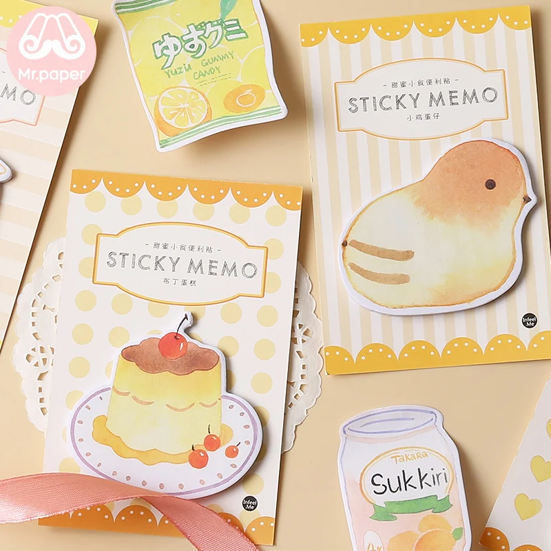 Mr paper, 30 шт./лот, 8 видов конструкций, Kawaii, животные, торт, кофе, блокноты для заметок, Липкие заметки, блокнот, дневник, креативный, самоклеющийся блокнот, блокноты для заметок