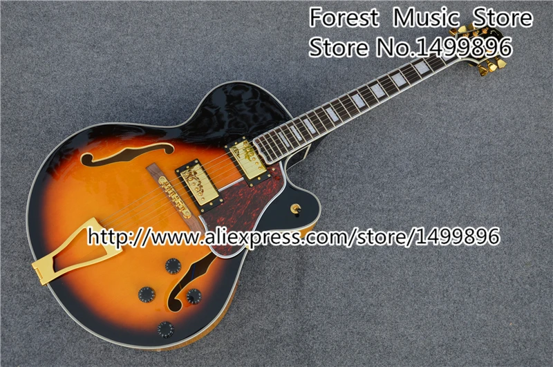 Top Selling Vintage Sunburst L5 Electric Jazz Guitars With Gold Hardware China OEM Guitarra Left Handed Custom Available