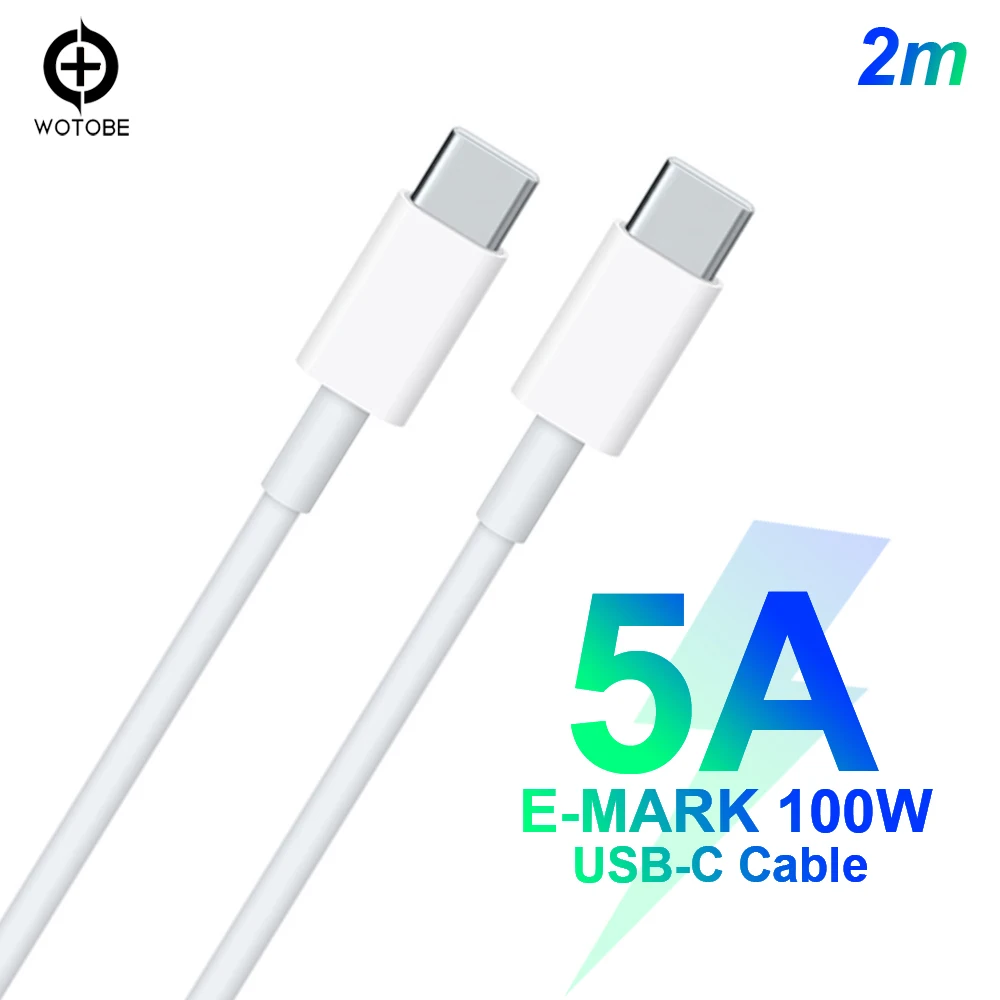 

USB-C Charge Cable 2m USB2.0 480Mbps 5A E-MARK 100W fast charging Applicable to MacBook and 29W 30W 61W 87W USB-C power adapter