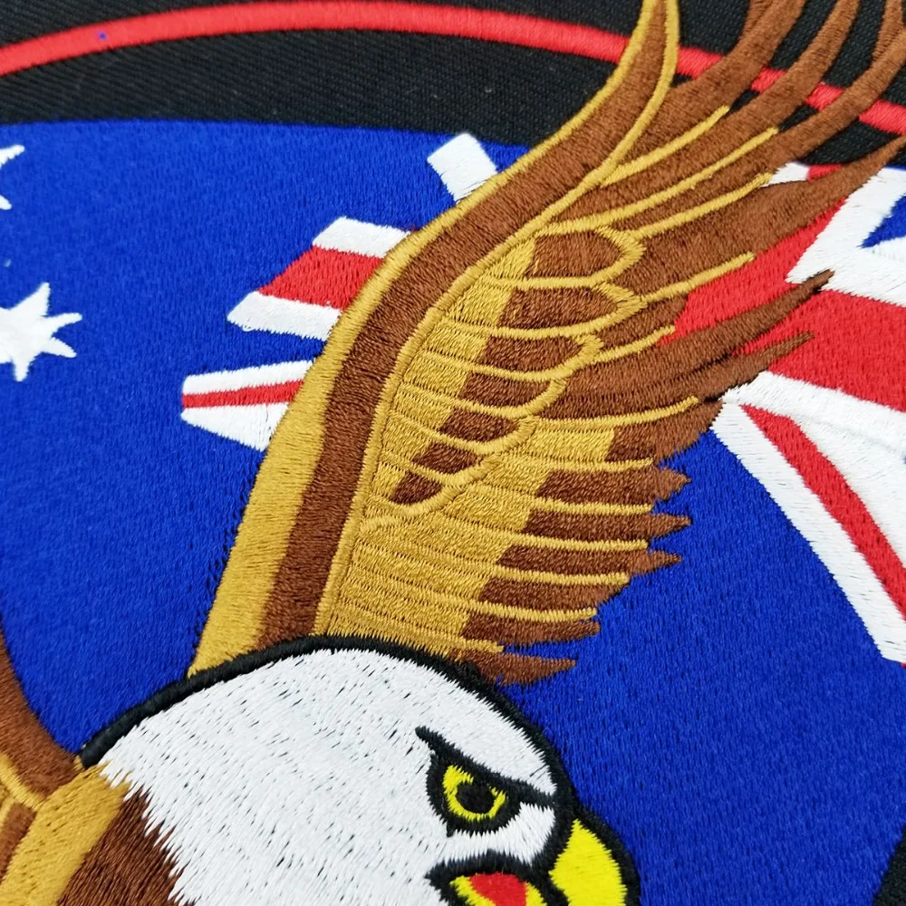 Flag Hawk Embroidered Iron Patches For Clothing High Quality Full Back Design For Biker (4)