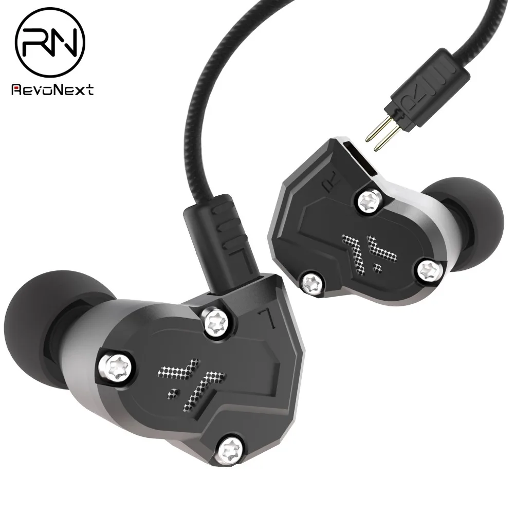 

RevoNext QT3 Eight Driver Earphone 2DD+2BA Dynamic Armature In Ear HIFI Stereo Sport Headset Detachable Bluetooth Upgrade Cable