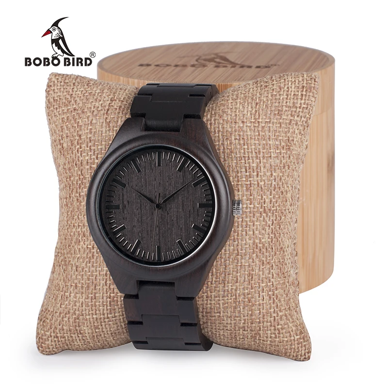 BOBO BIRD часы мужские Relogio Masculino из черного дерева наручные часы мужские повседневные Кварцевые reloj hombre в подарочной коробке логотип на заказ