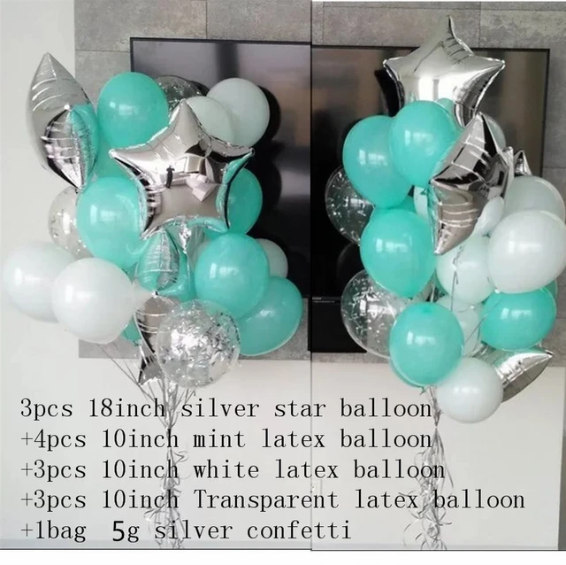 Ballons en aluminium étoiles argentées 18 pouces, 13 pièces, avec confettis  10 '', boules en latex vert menthe, décoration de mariage, réception-cadeau  pour bébé, fête d'anniversaire - AliExpress