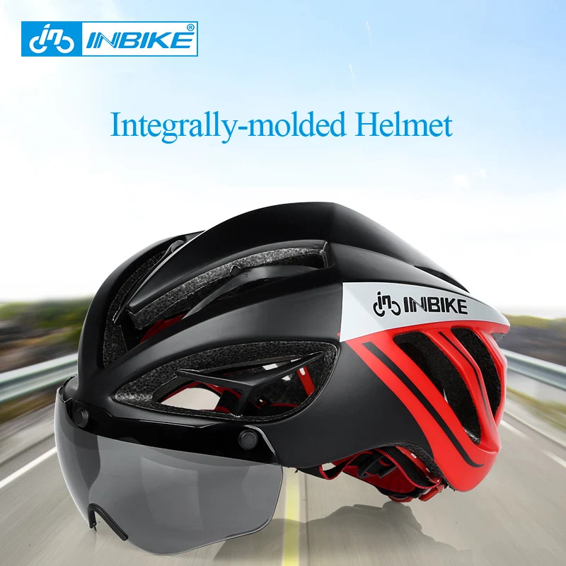 

INBIKE Integrally-molded 3D Bicycle Helmet with Magnetic Lenses for Men 19 Vents Mountain Road MTB Casco Ciclismo Bicycle Helmet