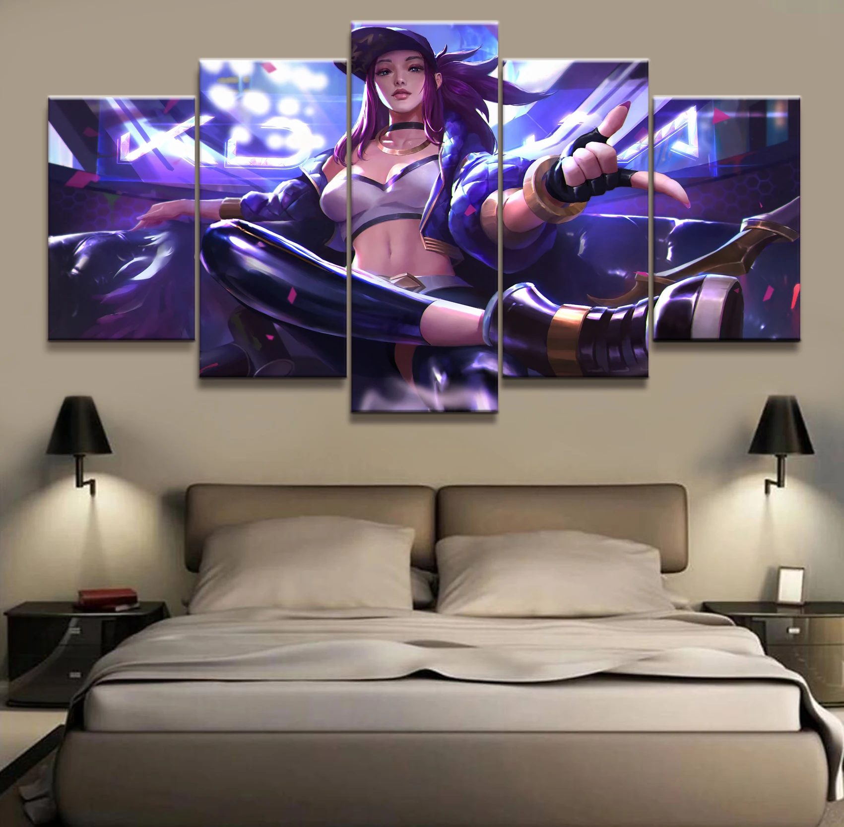 Waliicorners Home Decor Modular Canvas Picture 5 Piece Akali K/DA League of Legends LOL Game Painting Poster Wall For Home Canvas 6 HTB1BCb9aJjvK1RjSspiq6AEqXXa5