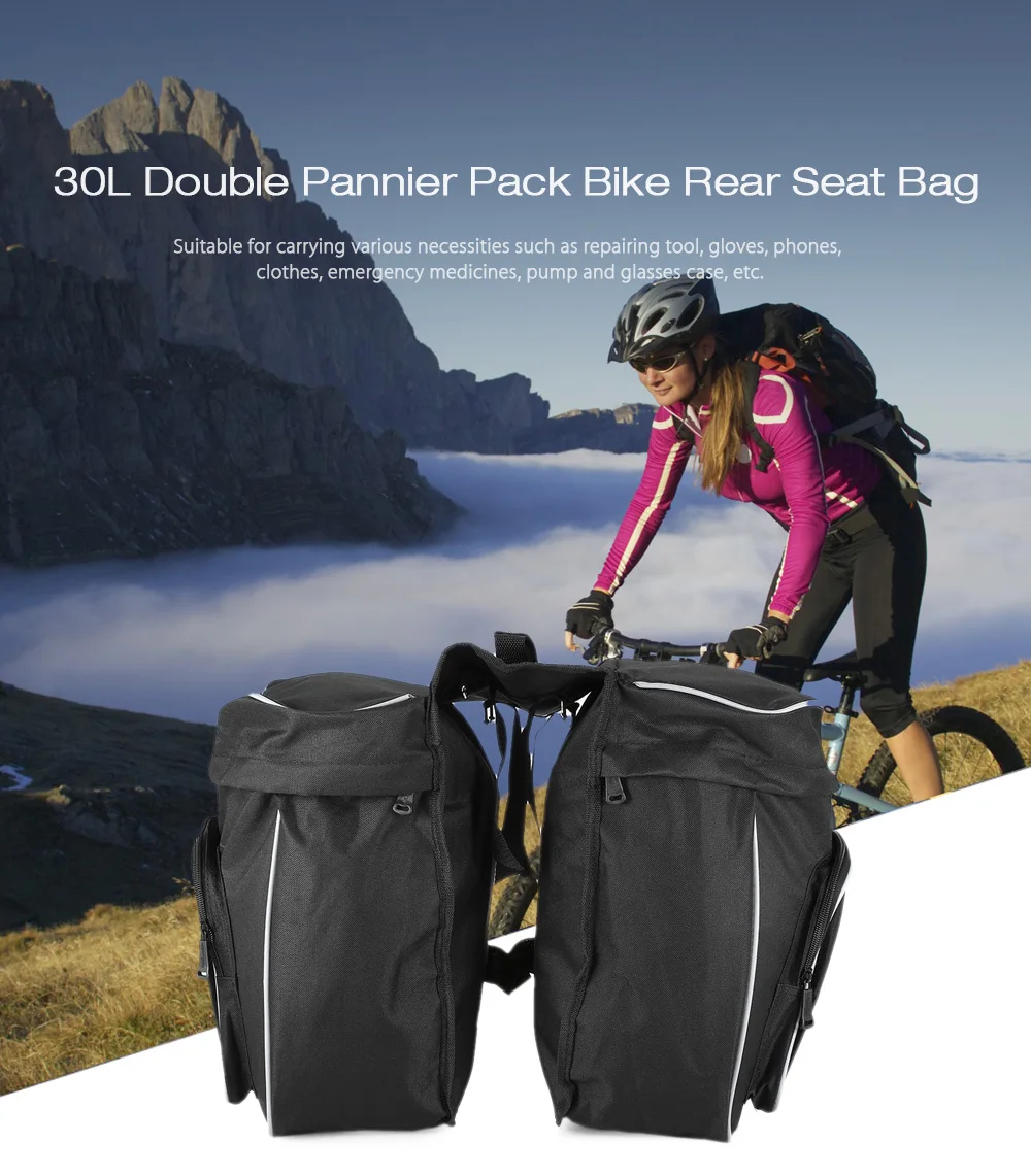 Clearance Roswheel 30L Bicycle Bag 600D Polyester Waterproof Tearproof Bike Bag Panniers Bike Rear Seat Double Panniers Pack 0