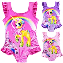 Новое летнее платье для маленьких девочек, детский купальный костюм с рисунком пони, купальный костюм-бикини, костюм vestidos, одежда для детей