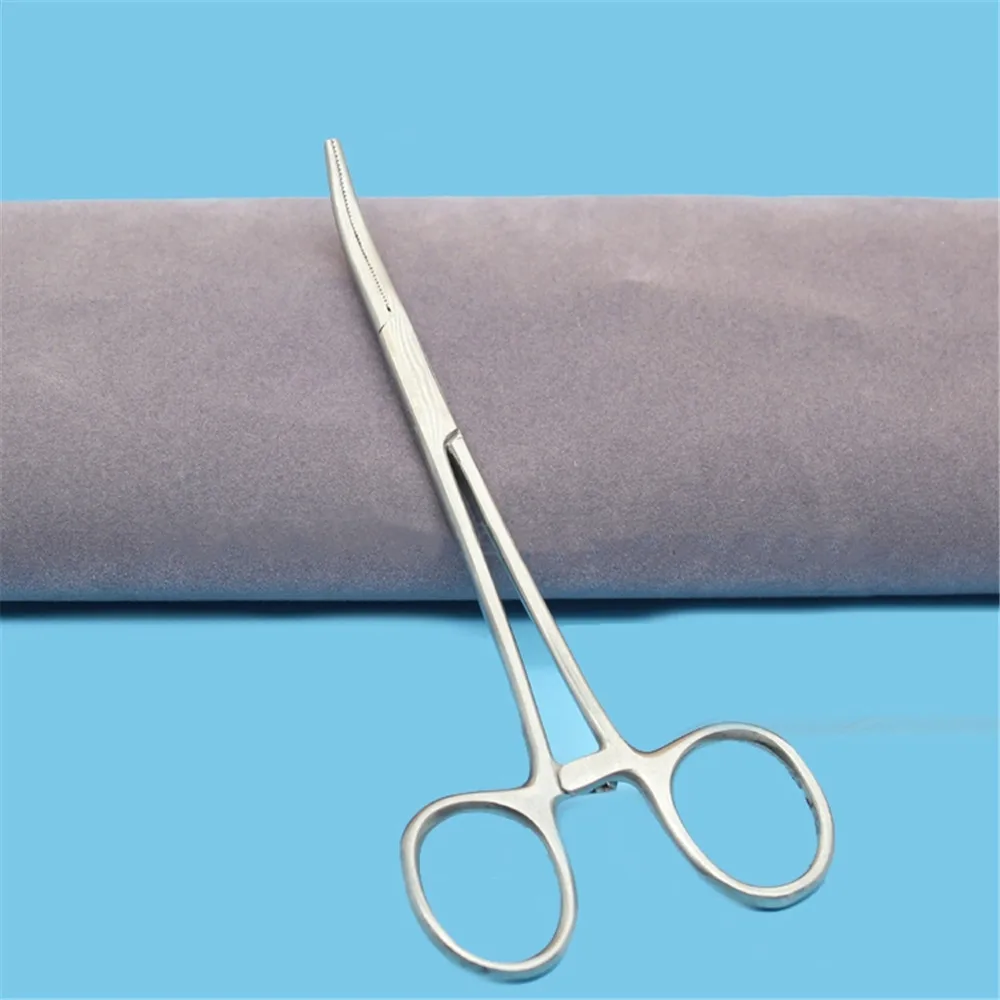 Curved head 14cm Стоматологические щипцы зубные щипцы гемостат, ножницы из нержавеющей стали, держатель иглы, клещи рыболовные снасти инструменты - Цвет: Curved head 14cm