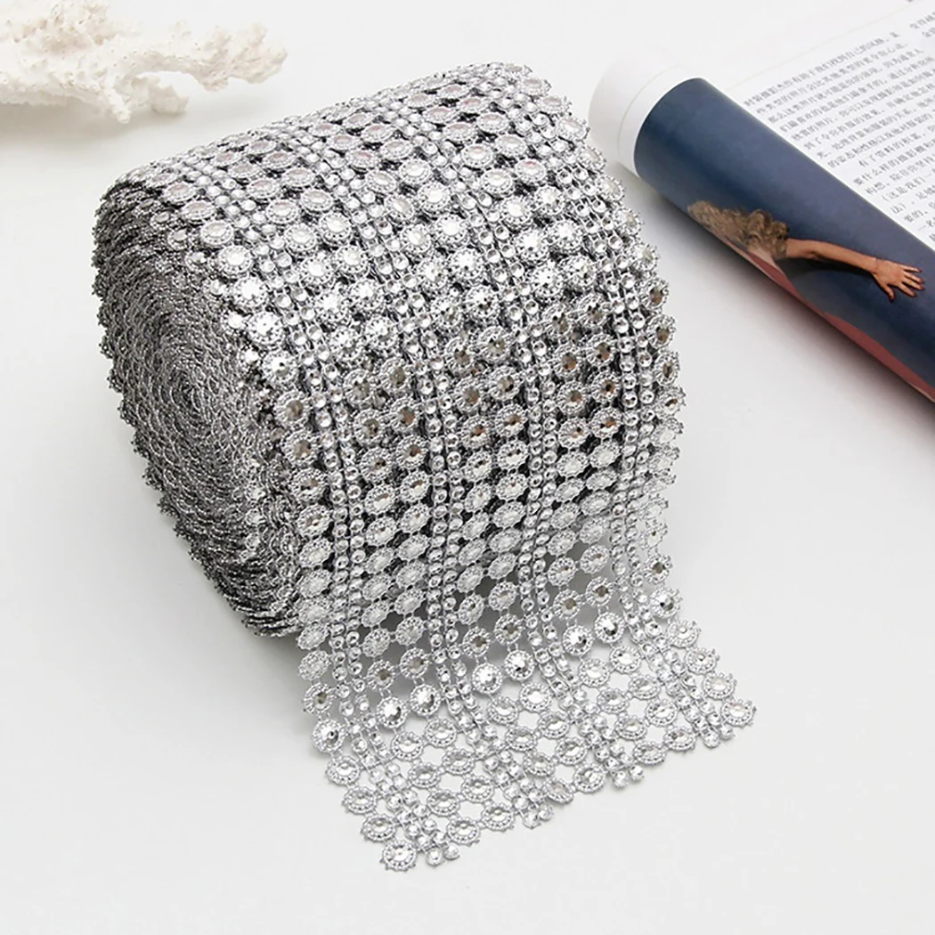 Rhinestone Sparkle Ribbon Mesh Wrap Rhinestone Ribbon 16 Row