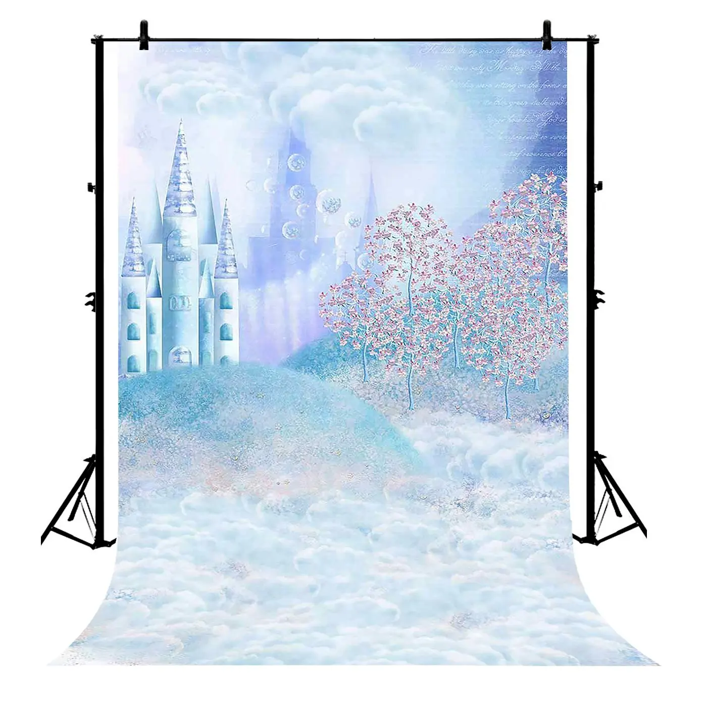 

5x7ft Cartoon Fantasy Ice Castle Flower Trees Watercolor Polyester Photo Background Portrait Backdrop