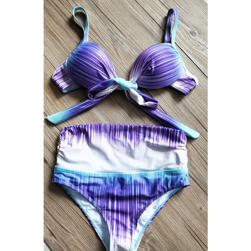 Bikini de talla grande para mujer, traje de baño de cintura alta, Bikini Sexy Bandage para mujer