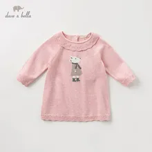 DB11432 dave bella/осеннее платье-свитер принцессы с героями мультфильмов для маленьких девочек детское модное праздничное платье детская одежда в стиле «лолита»