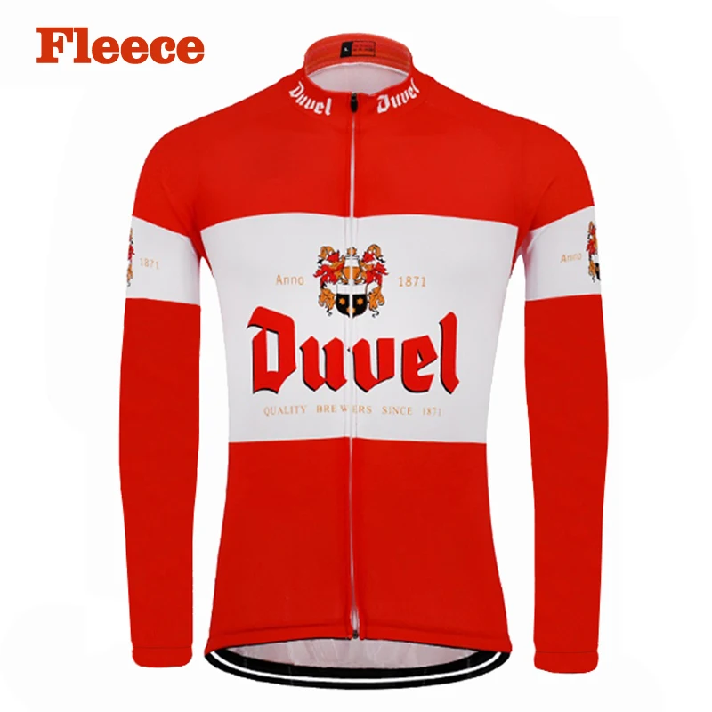 

Classic retro red beer men's Cycling Jersey winter thermal Fleece or no Fleece Long Sleeve Cycling Clothing Maillot Ciclismo