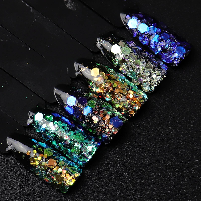 

1pc/ Chameleon Unicorn Nail Glitter Flakes Sequins Mix Holographic Shiny Hexagon Shape Manicure Nail Art Decoration
