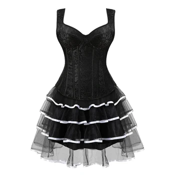 

2019 New Sexy Lingerie Women's Sexy Overbust Corsets Black Mini Tutu Skirts Dresses Carnival Dresses Costume Overbust 15697017A